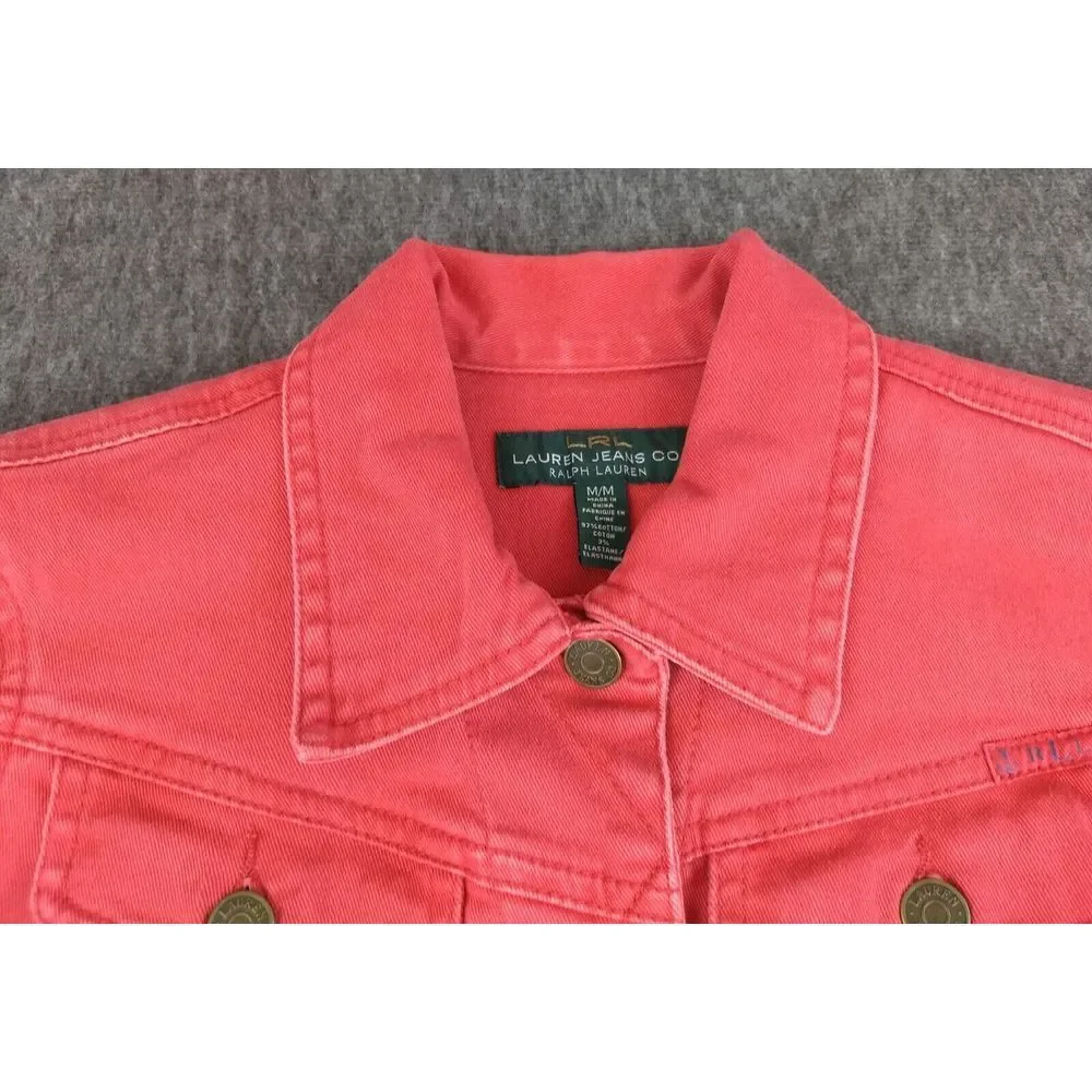 Ralph Lauren Jeans Co. Womens M Vintage Red Denim Jean Jacket Metal Logo Buttons - Picture 5 of 16